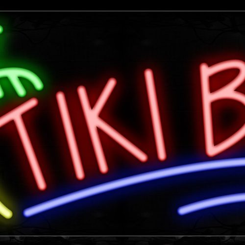 Image of Tiki Bar With Tree Logo Neon Signs_13x32 Black Backing