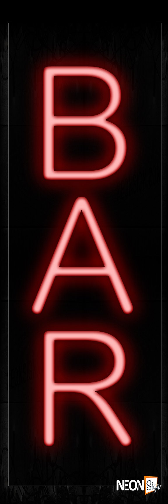 Image of 12199 Bar In Red Neon Signs - Vertical_8x24 Black Backing