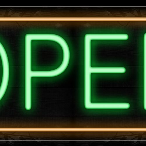Image of Open With Orange Border Neon Sign