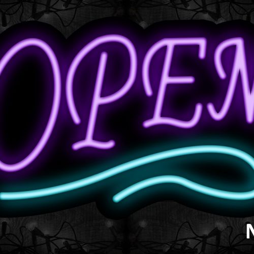 Image of Open in Purple With Neon Sign