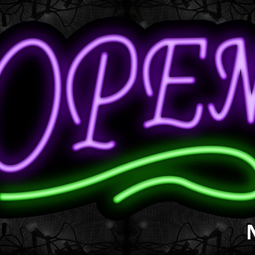 Image of Open With Wavy Line Neon Sign