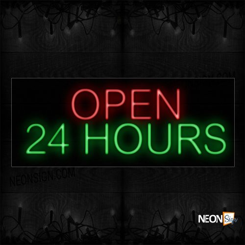 Image of Open 24 Hrs in Red and Green Neon Sign