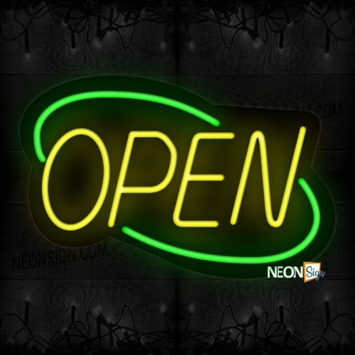 Image of Open With Green Double Stroke Border Neon Sign