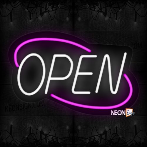 Image of Open With Purple Double Stroke Arc Border Neon Sign