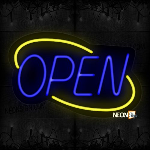 Image of Open With Yellow Double Stroke Arc Border Neon Sign