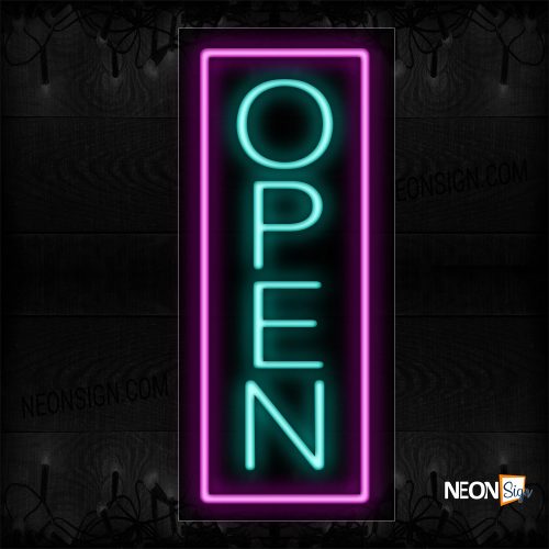 Image of Open With Pink Vertical Border Neon Sign