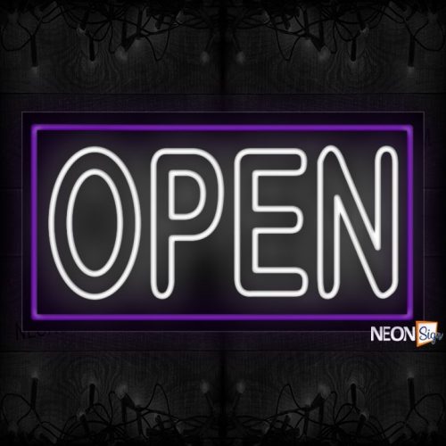 Image of Open double stroke in white With Purple Border Neon Sign