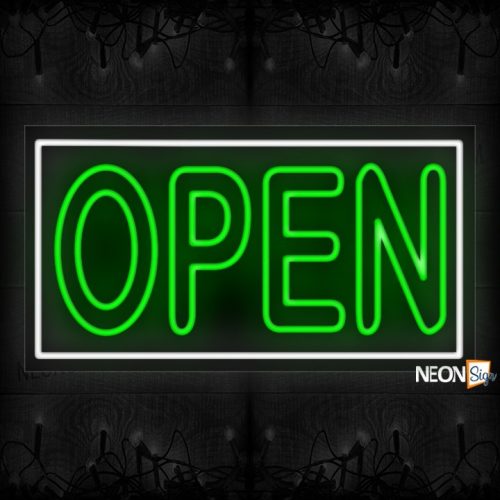 Image of Open double stroke in green With White Border Neon Sign