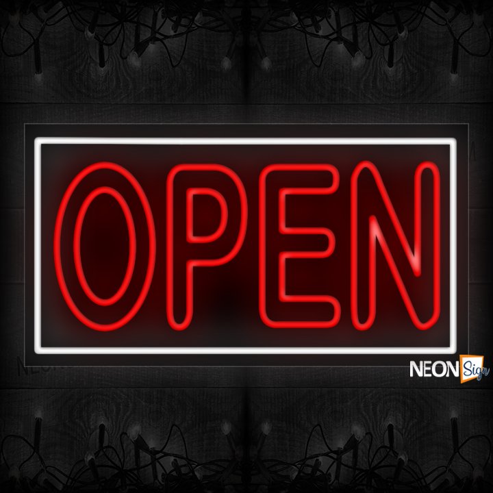 Image of Open double stroke in red With White Border Neon Sign