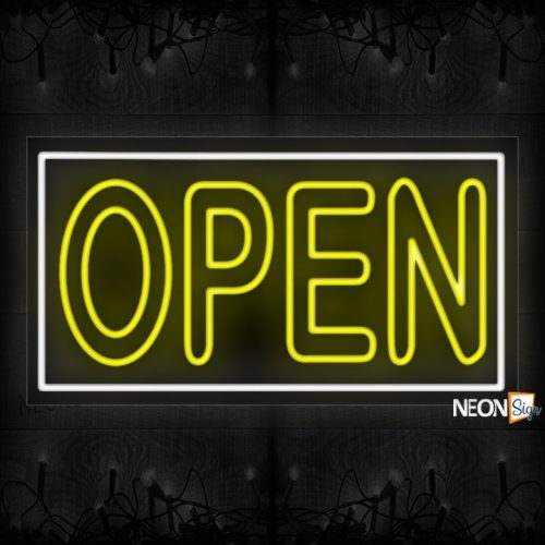 Image of Open double stroke in yellow With White Border Neon Sign