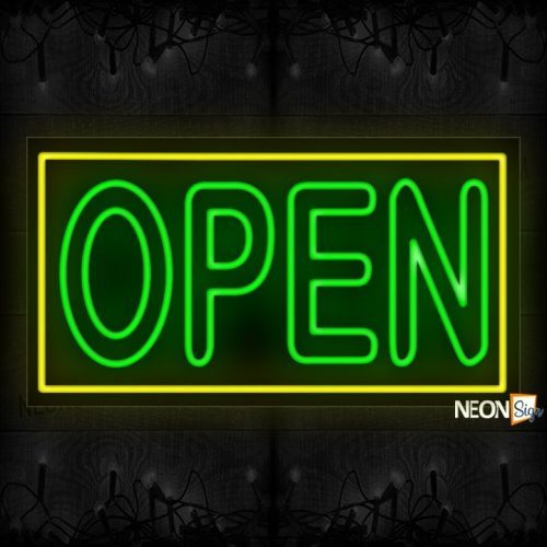 Image of Open double stroke in green With Yellow Border Neon Sign