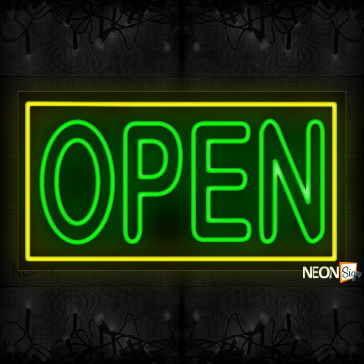 Image of Open double stroke in green With Yellow Border Neon Sign