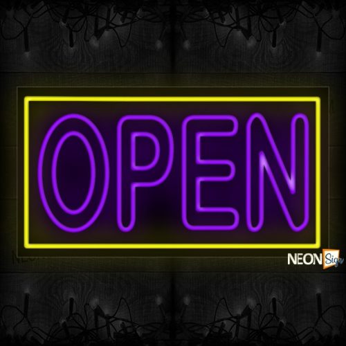 Image of Open (Double-Stroke) With Yellow Border Neon Sign