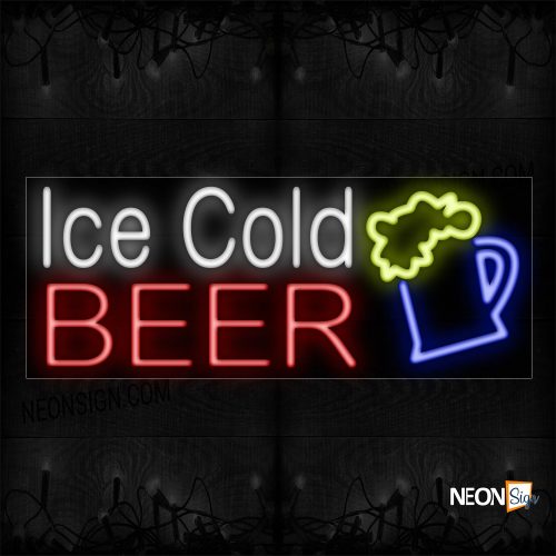 Image of Ice Cold Beer With Mug Neon Sign