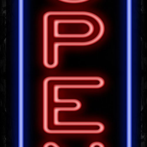 Image of Open With Border Neon Sign - Vertical