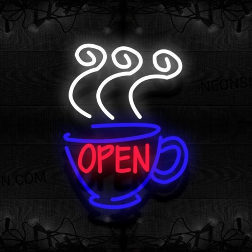 Image of Open With Hot Coffee Traditional Neon