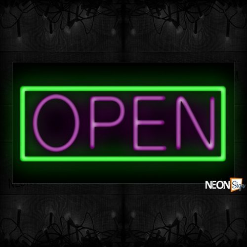 Image of Open With Green Border Neon Sign