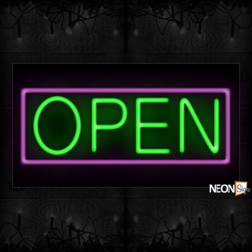 Image of Open With Purple Border Neon Sign