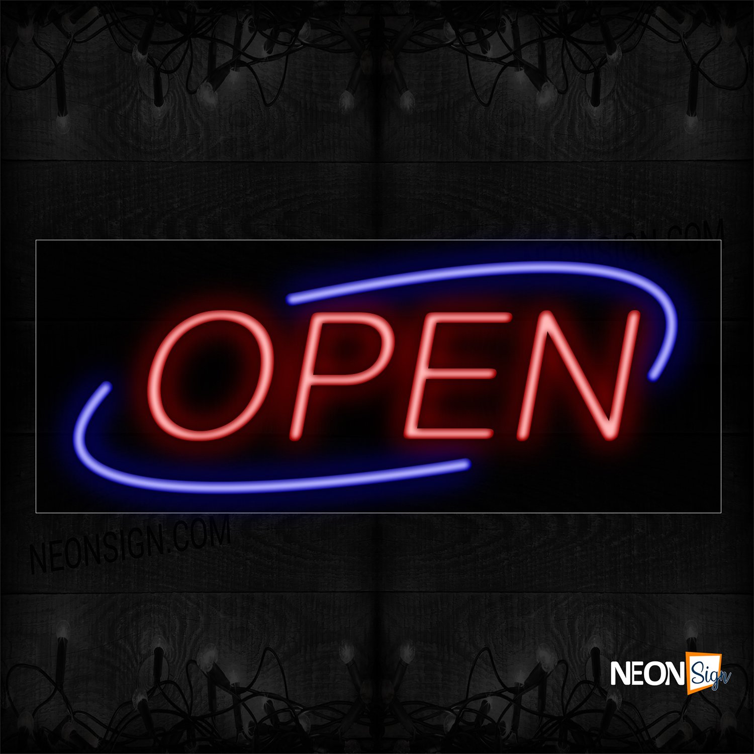 Image of Open With Arc Border Neon Sign