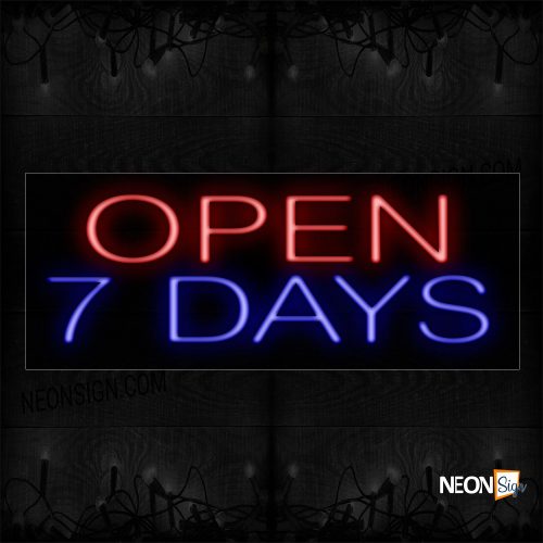 Image of Open 7 Days in Red and Blue Neon Sign