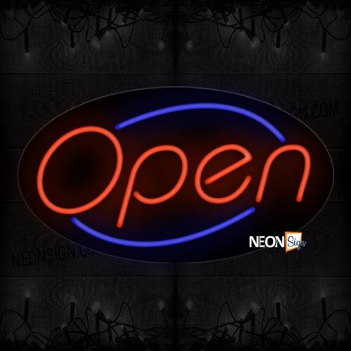 Image of Open With Neon Blue Border Neon Sign
