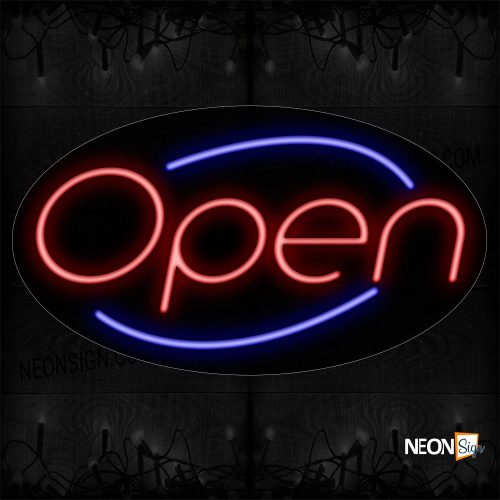 Image of Open With Circle Border Neon Sign