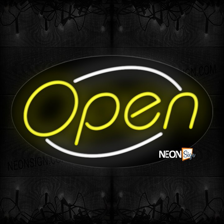 Image of Open With White Arc Border Neon Sign