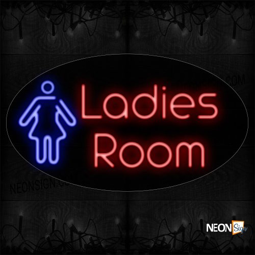 Image of Ladies Room With Logo Neon Sign_17x30 Contoured Black Backing
