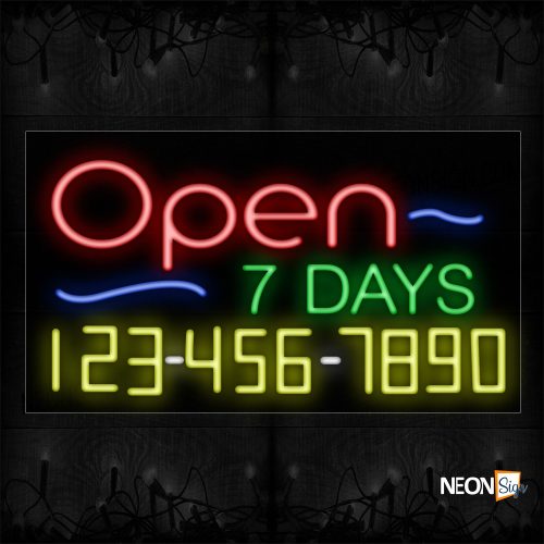 Image of Open 7 Days And Phone Number Neon Sign