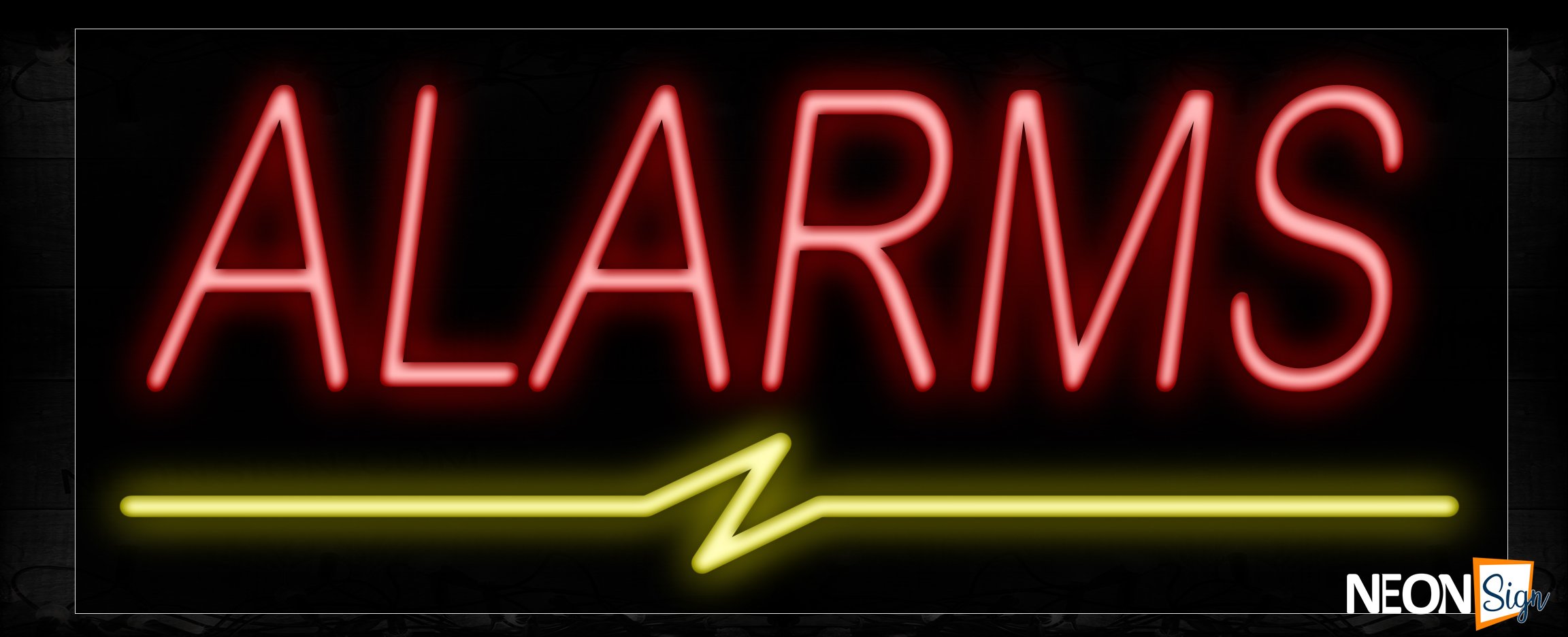 Image of 10007 Alarms with wavy underline Neon Sign_13x32 Black Backing