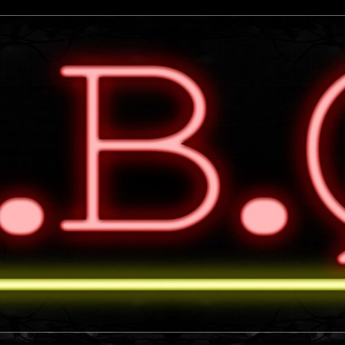 Image of 10019 B.B.Q. In Red With Yellow Line Neon Signs_13x32 Black Backing