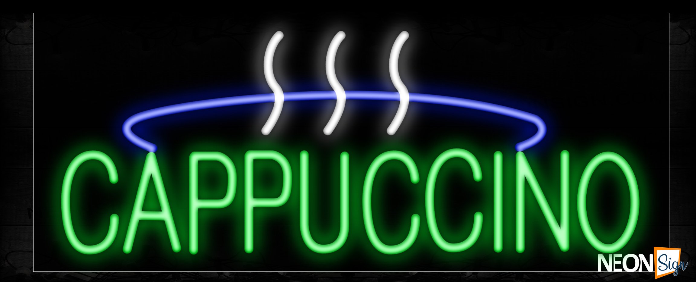 Image of 10029 Cappuccino with blue and white lines Neon Sign_13x32 Black Backing