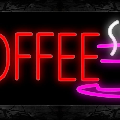 Image of 10041 Coffee with cup Neon Sign 13x32 Black Backing