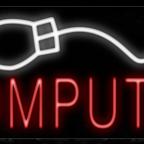Image of 10043 Computer with mouse sign logo Neon Sign_13x32 Black Backing