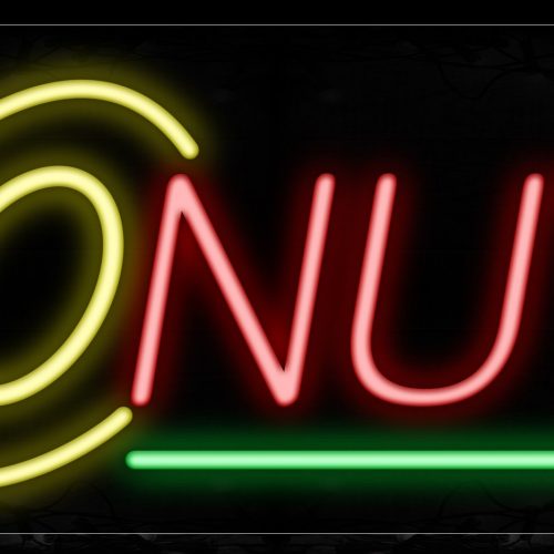 Image of 10050 Donuts With Green Line Neon Signs_13x32 Black Backing