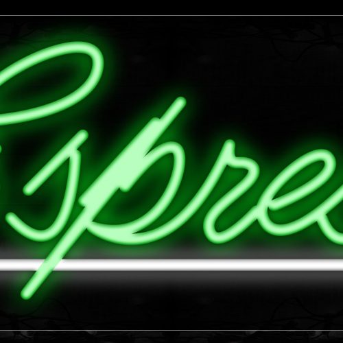 Image of 10053 Espresso In Green With White Line Neon Signs_13x32 Black Backing