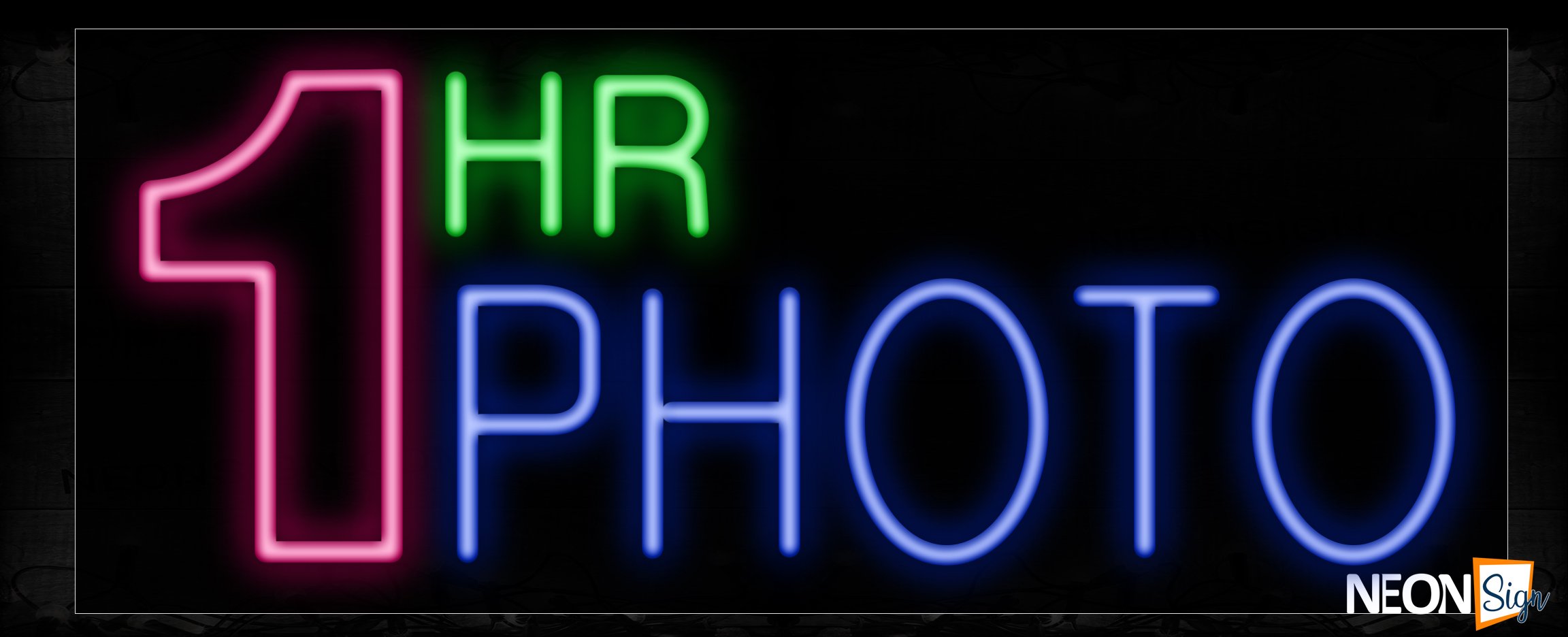 Image of 10110 1 double stroke Hr Photo Neon Sign_13x32 Black Backing