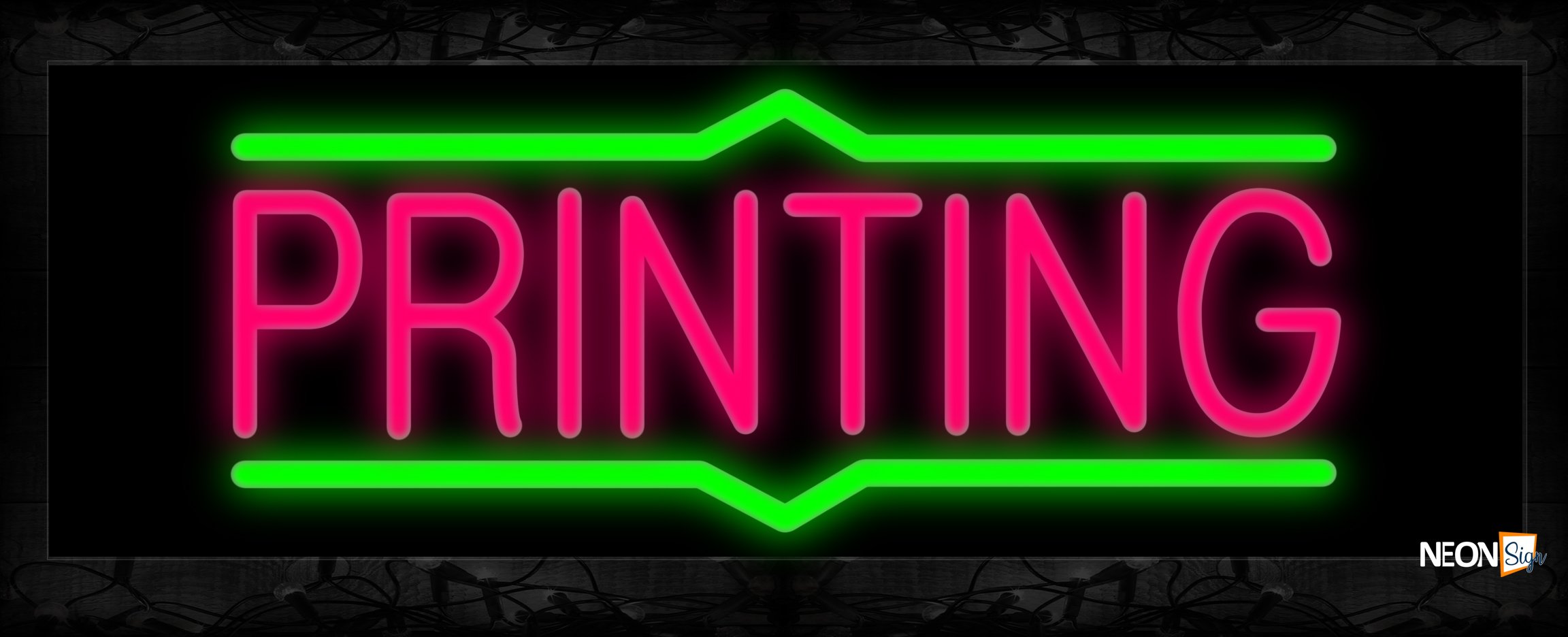 Image of 10114 Printing with border line Neon Signs 13x32 Black Backing