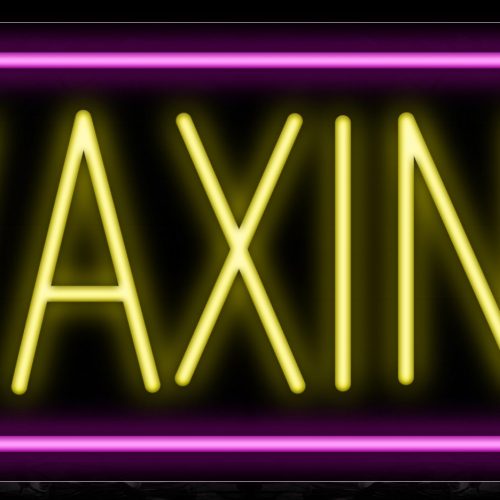 Image of 10145 Waxing in yellow with pink border Neon Sign_13x32 Black Backing