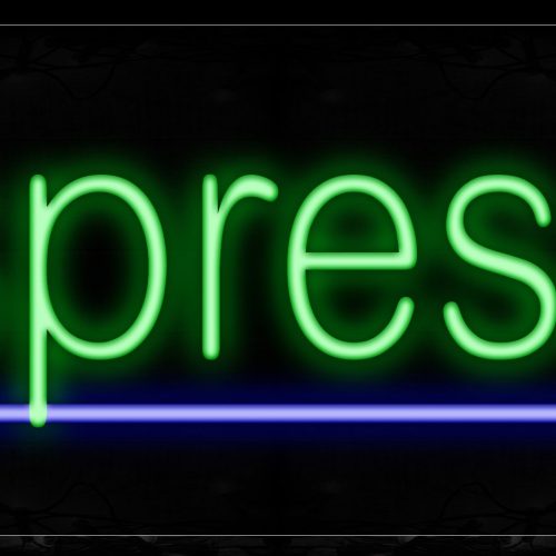 Image of 10161 Espresso In Green With Blue Line Neon Signs_13x32 Black Backing