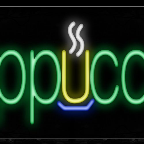 Image of 10186 Cappuccino with logo Neon Sign_13x32 Black Backing