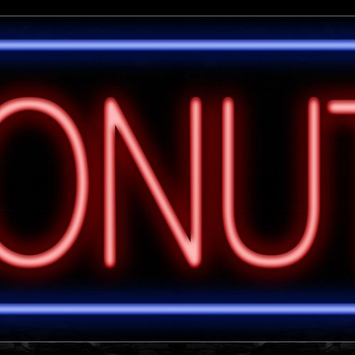Image of 10190 Donuts with border Neon Sign_13x32 Black Backing