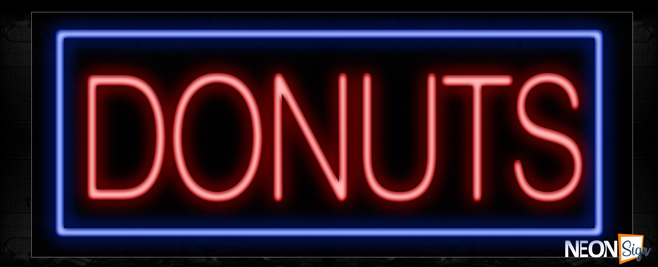 Image of 10190 Donuts with border Neon Sign_13x32 Black Backing