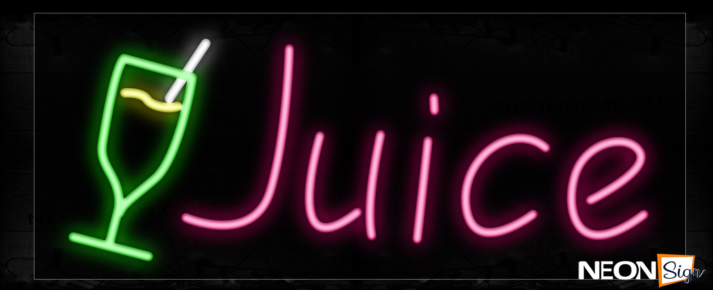 Image of 10192 Juice In Pink With Logo Neon Signs_13x32 Black Backing