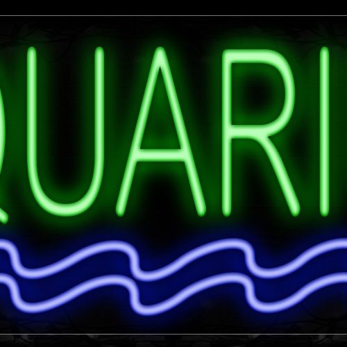 Image of 10206 Aquariums With Wavy Line Neon Sign_13x32 Black Backing