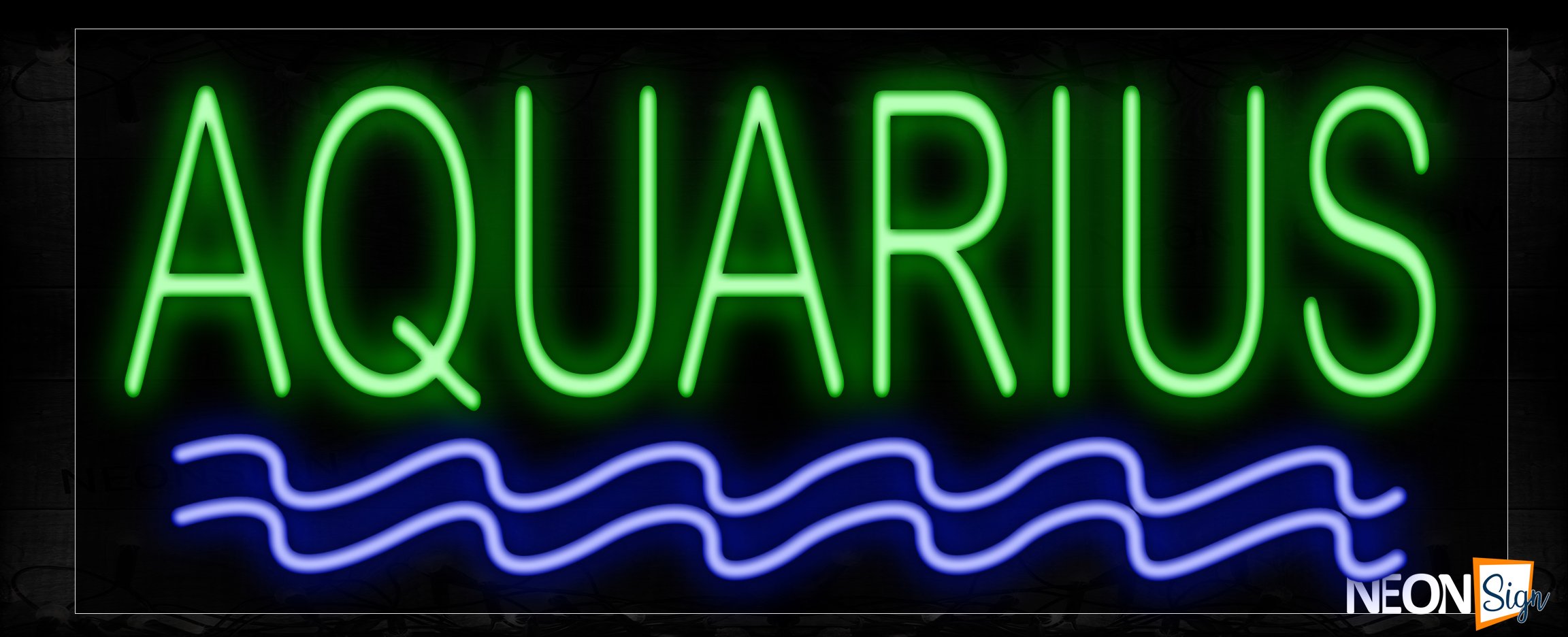 Image of 10206 Aquariums With Wavy Line Neon Sign_13x32 Black Backing