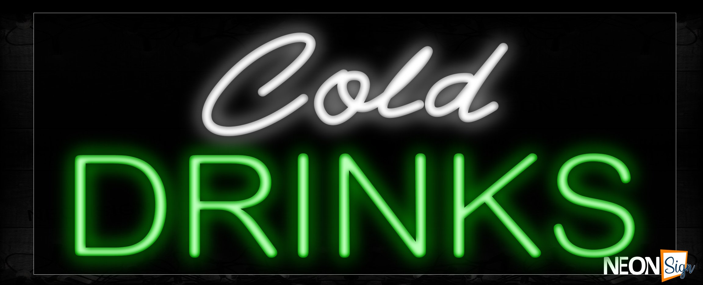 Image of 10222 Cold Drinks Neon Sign_13x32 Black Backing