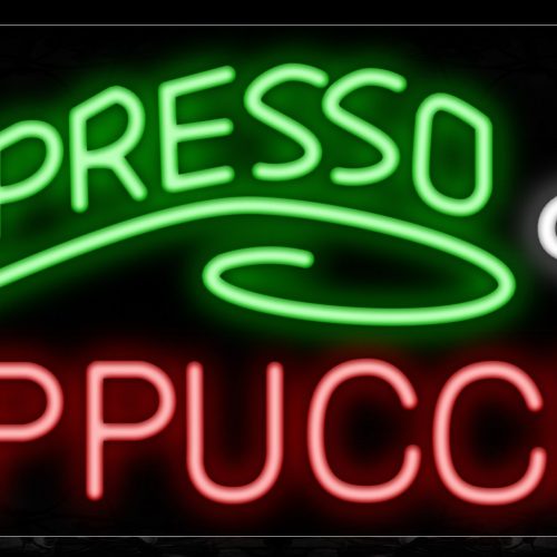 Image of 10235 Espresso Cappuccino with mug Neon Sign _13x32 Black Backing