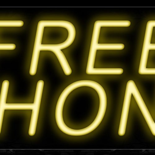 Image of 10243 Free Phone Neon Sign_13x32 Black Backing