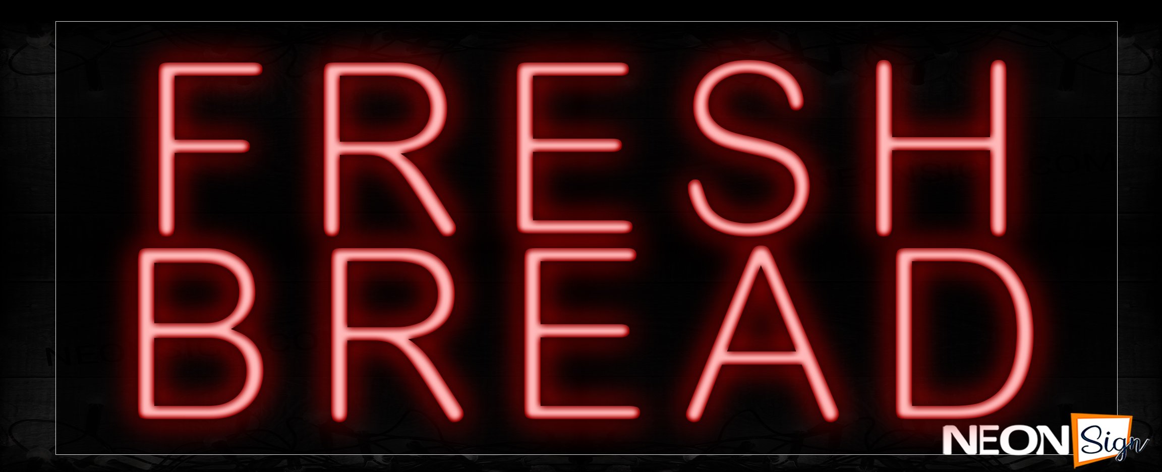Image of 10244 Fresh Bread In Red Neon Signs_13x32 Black Backing